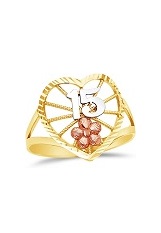 exquisite 15 years heart three color baby ring